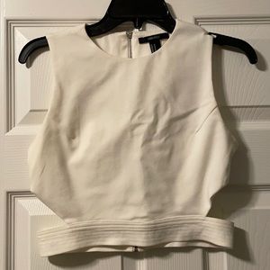 FOREVER 21 Cream Crop Top w Side CutOuts